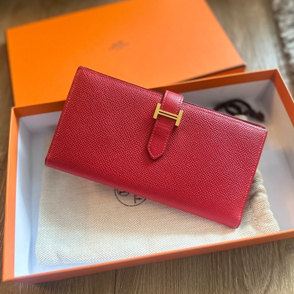 Authentic HERMES Bearn Wallet Rouge - Picture 1 of 12